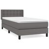 vidaXL Pat box spring cu saltea, gri, 90x200 cm, piele ecologică
