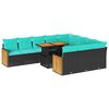vidaXL Set canapele grădină cu perne 11 piese, negru, poliratan/acacia