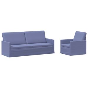 vidaXL Set de canapea 2 pcs Albastru Jeans Țesătură