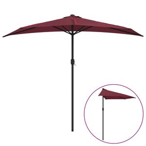 vidaXL Umbrelă de balcon tijă aluminiu bordo 270x144x222 cm semirotund
