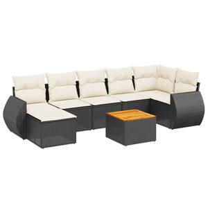vidaXL Set mobilier de grădină cu perne, 8 piese, negru, poliratan