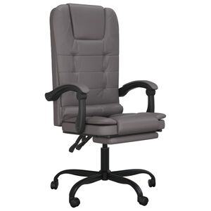 vidaXL Scaun de birou rabatabil cu masaj, gri, piele ecologică