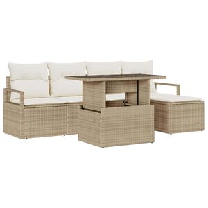 vidaXL Set de canapele pentru grădină 6 buc. Bej Rattan poli