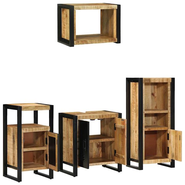 vidaXL Set de mobilier pentru baie cu sertar 4 pcs Lemn de mango solid