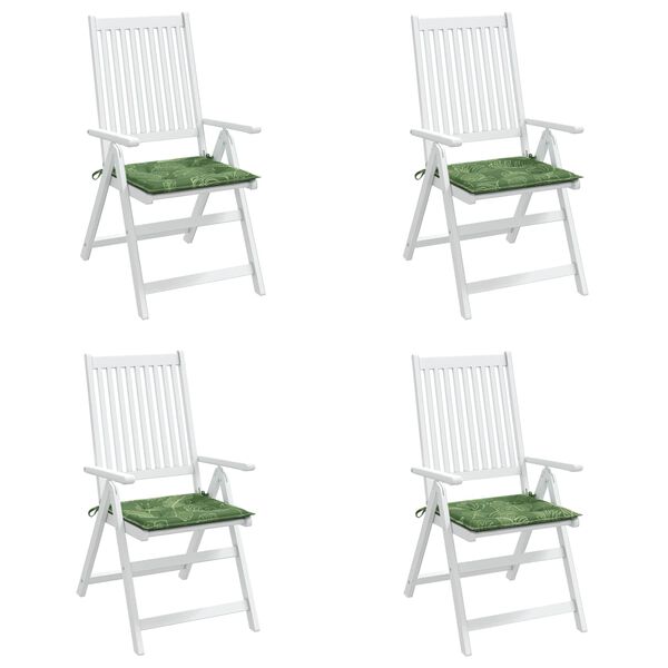 vidaXL Perne pentru scaune 4 pcs Verde și alb 50 x 50 x 4 cm
