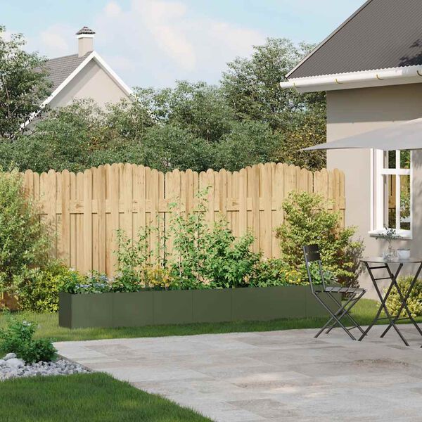 vidaXL Jardinieră verde măsline 280x40x40 cm oțel laminat la rece