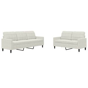vidaXL Set de canapele cu perne, 2 piese, crem, catifea