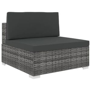 vidaXL Canapea de mijloc modulară cu perne, gri, poliratan