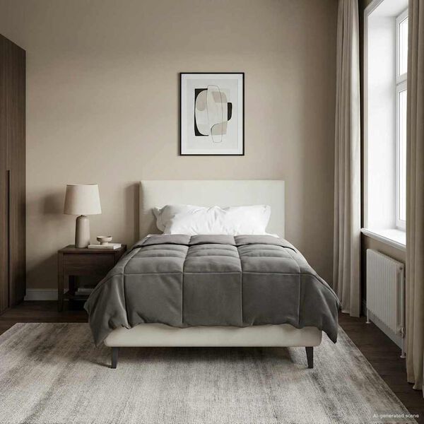 vidaXL Duvet complet pe tot parcursul anului Gri deschis 135 x 220 cm