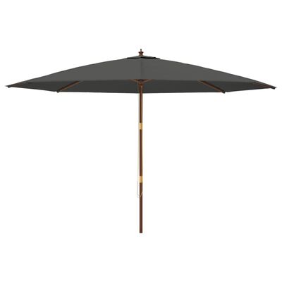 vidaXL Umbrelă de soare de grădină stâlp din lemn, antracit 400x273 cm