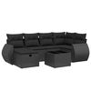 vidaXL Set canapele de grădină cu perne, 7 piese, negru, poliratan
