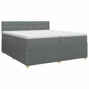 vidaXL Pat boxspring cu saltea Gri &icirc;nchis 200 x 200 cm Țesătură