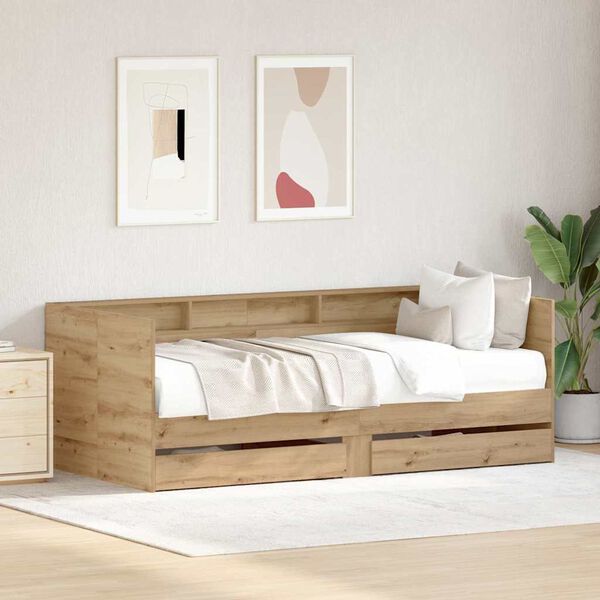 vidaXL Daybed cu headboard Stejar Artizanal 75 x 190 cm Lemn compozit