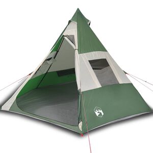 vidaXL Cort de camping tipi pentru 7 persoane, verde, impermeabil