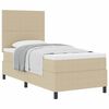 vidaXL Pat cu arcuri cu headboard Gri deschis și alb. 90 x 190 cm