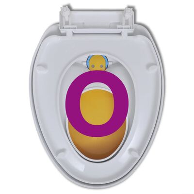 vidaXL Capac WC cu închidere silențioasă, alb & galben, adulți/copii