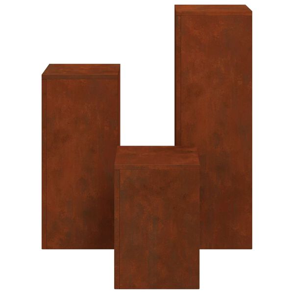 vidaXL Suport pentru plante 3 pcs Ruginit Oțel rezistent de intemperii