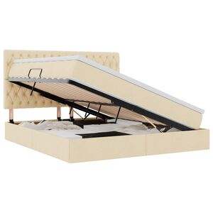 vidaXL Pat cu saltea și LED cu saltea Creme 160 x 200 cm Poliester