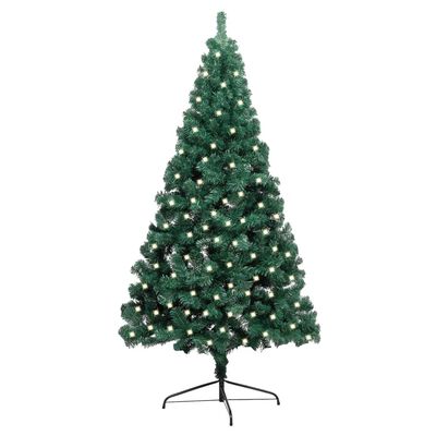 vidaXL Jumătate brad Crăciun pre-iluminat cu suport verde 240 cm PVC