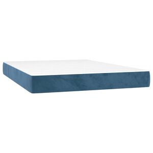 vidaXL Saltea cu arcuri buzunar, fermitate medie, albastru &icirc;nchis, 140x190x20 cm catifea