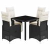 vidaXL Set bistro de grădină cu perne, 5 piese, negru, poliratan