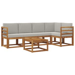 vidaXL Set de canapele de exterior 6 buc. Gri natural și deschis