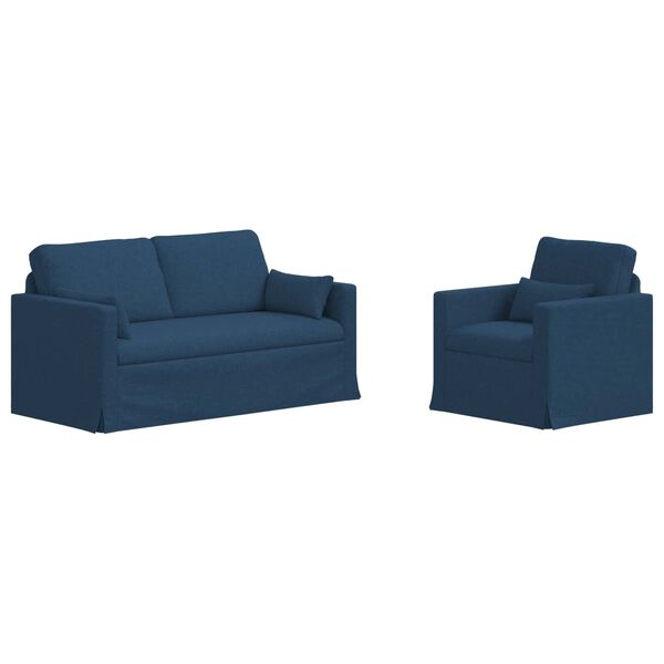 vidaXL Canapea 2 pcs albastru 158 x 78 x 80 cm țesătură