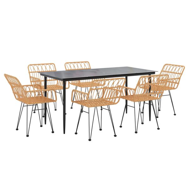 vidaXL Set mobilier de grădină, 7 piese, poliratan