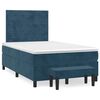 vidaXL Pat box spring cu saltea, albastru &icirc;nchis, 120x200 cm, catifea