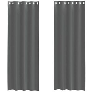 vidaXL Perdele Voile cu Oelii 2 buc Gri Inchis 140x260 cm