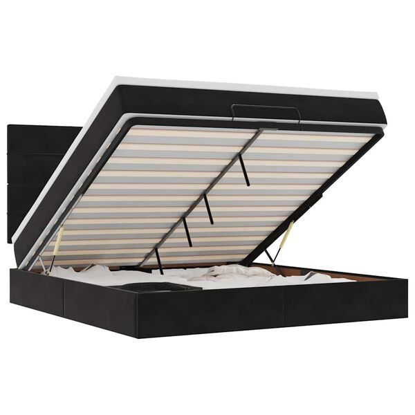 vidaXL Cadru de pat otoman cu saltele, catifea neagră 180x200cm