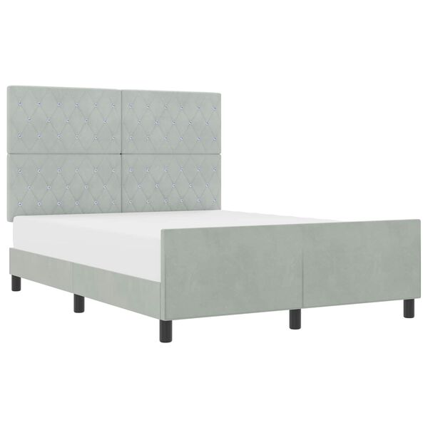 vidaXL Pat cu arcuri cu headboard Gri deschis 140 x 200 cm Catifea