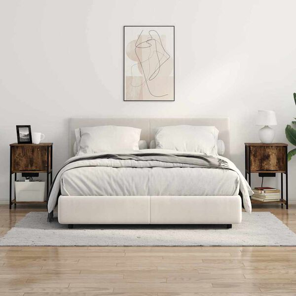 vidaXL Dulap de noapte Stejar fumuriu 38 x 31 x 61 cm Lemn compozit