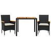 vidaXL Set mobilier grădină perne 3 piese negru poliratan/lemn acacia
