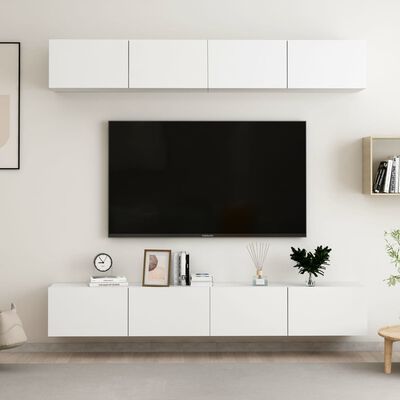 vidaXL Comode TV, 4 buc., alb, 100x30x30 cm, lemn prelucrat