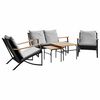 vidaXL Set mobilier de balcon, 5 piese, cu perne, negru, oțel