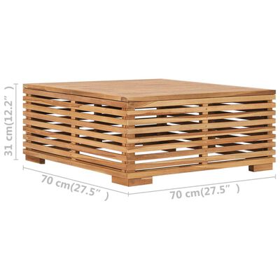 vidaXL Set masă și taburet de grădină cu pernă crem, lemn masiv de tec