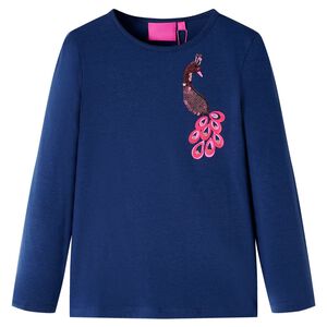 vidaXL Tricou pentru copii cu m&acirc;neci lungi, bleumarin, 104