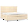 vidaXL Pat box spring cu saltea, crem, 200x200 cm, textil
