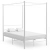 vidaXL Cadru de pat cu baldachin, alb, 140x200 cm, metal