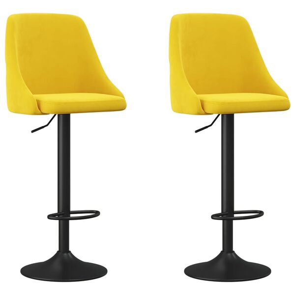 vidaXL Scaune de bar, 2 buc., galben muștar, catifea
