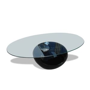 vidaXL Măsuță de cafea cu blat oval din sticlă, negru lucios