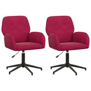 vidaXL Scaune birou cu rotire 2 buc. 54 x 55 x 90 cm Roșu Vin Catifea