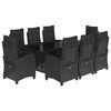 vidaXL Set mobilier de grădină cu perne, 9 piese, negru, poliratan