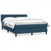 vidaXL Pat box spring cu saltea, albastru &icirc;nchis, 160x210 cm, catifea