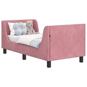 vidaXL Cadru de pat pentru copii cu spătar Roz 70 x 140 cm Catifea