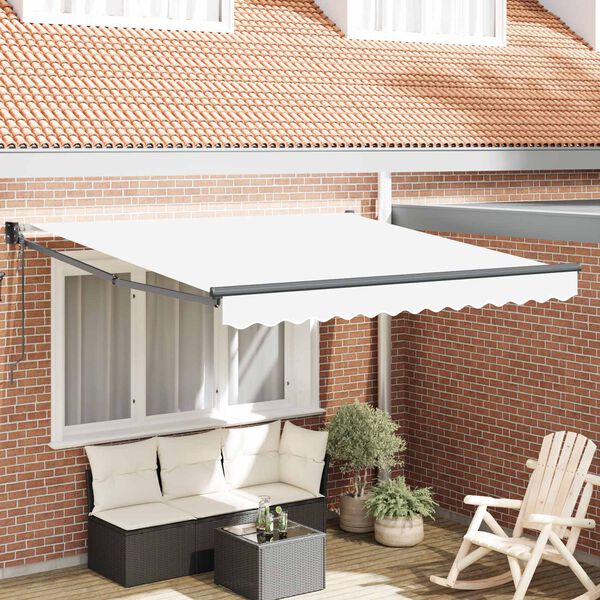 vidaXL Cortina Retractabilă Alb 350 x 250 cm Poliester și Aluminiu