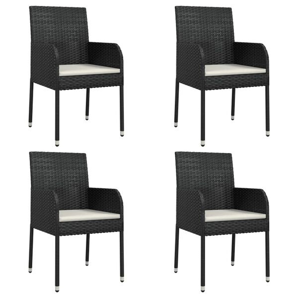 vidaXL Set mobilier de grădină cu perne, 5 piese, negru, poliratan