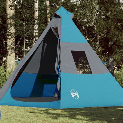 vidaXL Cort de camping tipi pentru 7 persoane, albastru, impermeabil