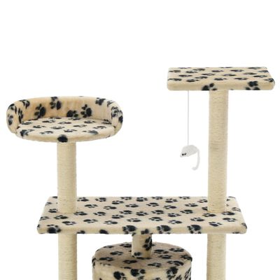 vidaXL Ansamblu pisici, stâlpi funie sisal, 95 cm imprimeu lăbuțe, bej